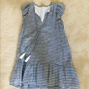 Denim and white striped baby doll dress